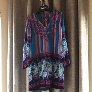 Sheer summer top / coverup with embroidered detail